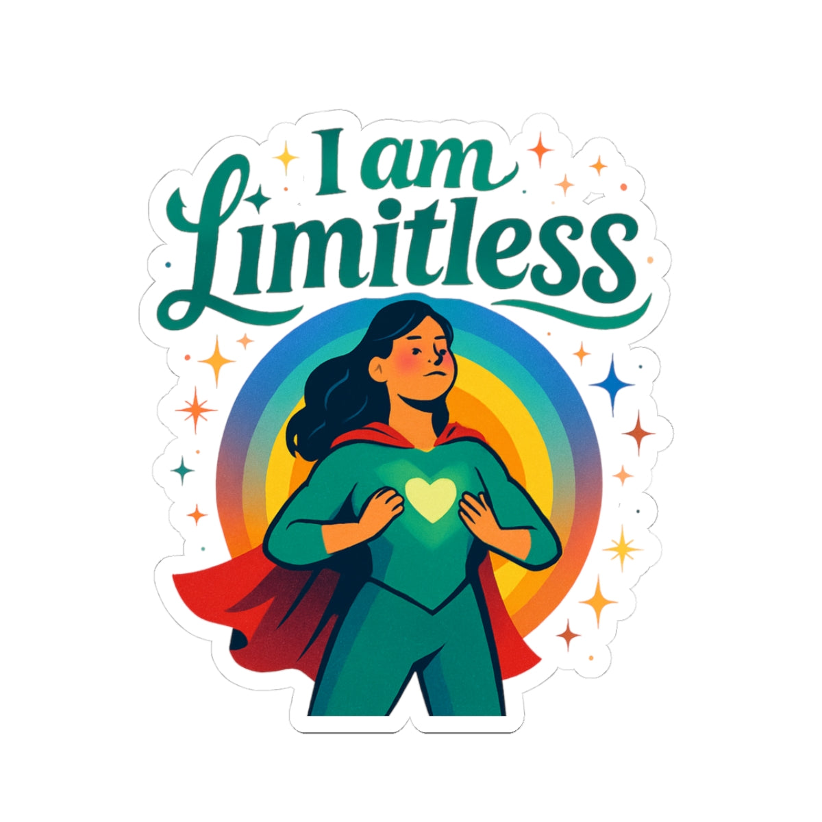 Limitless Superhero Sticker — “I Am Limitless” Inspirational Kiss-Cut Vinyl