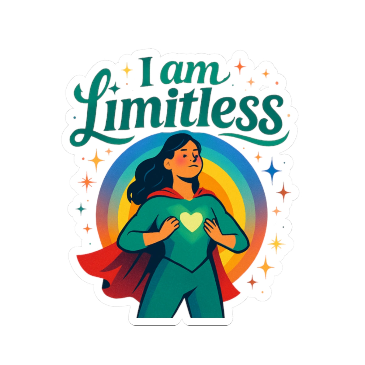 Limitless Superhero Sticker — “I Am Limitless” Inspirational Kiss-Cut Vinyl