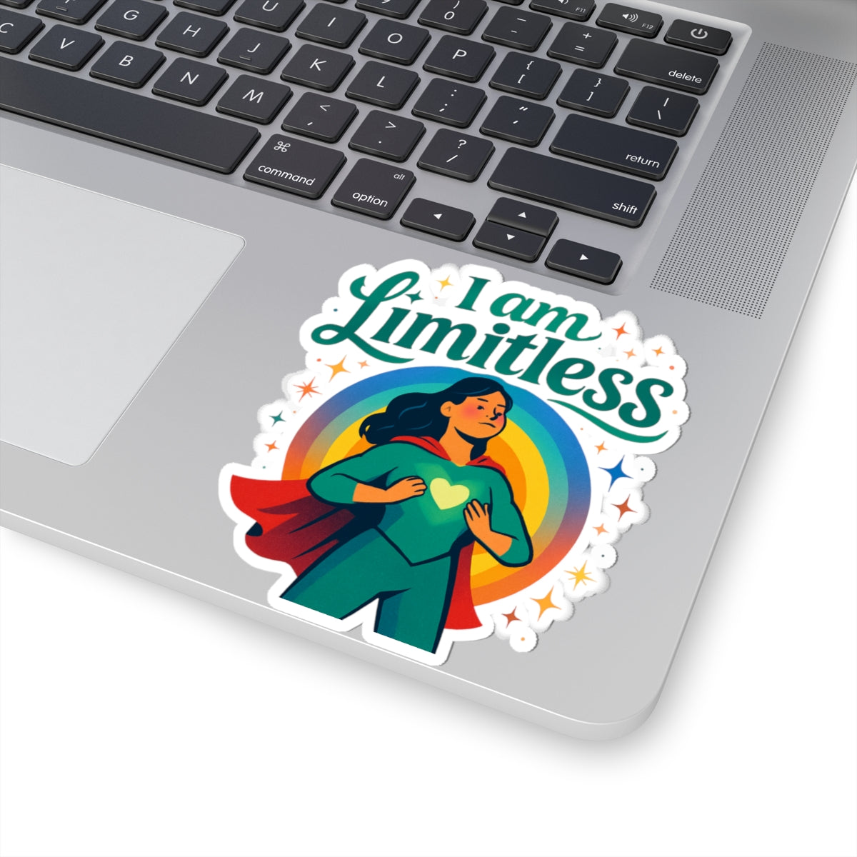 Limitless Superhero Sticker — “I Am Limitless” Inspirational Kiss-Cut Vinyl